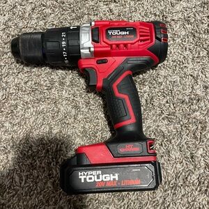 Hyper Tough 20V Cordless Drill - Red & Black 2 speed with hammer motor mode